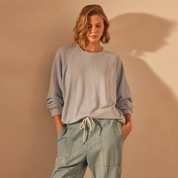 Vintage French Terry Relaxed Sweatshirt in Open Sky Pigment | James Perse Los Angeles