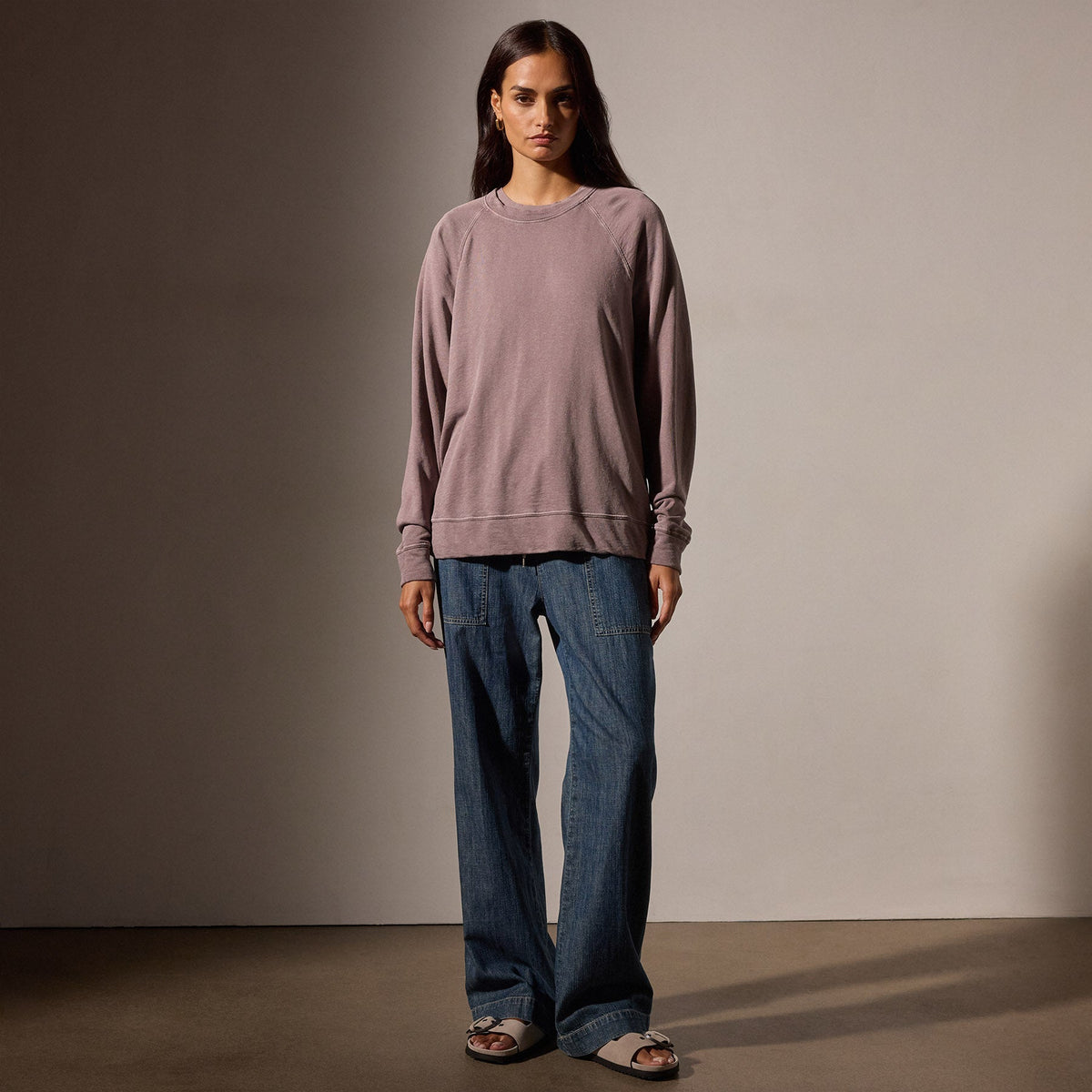 Vintage French Terry Relaxed Sweatshirt in Red Ash Pigment | James Perse Los Angeles