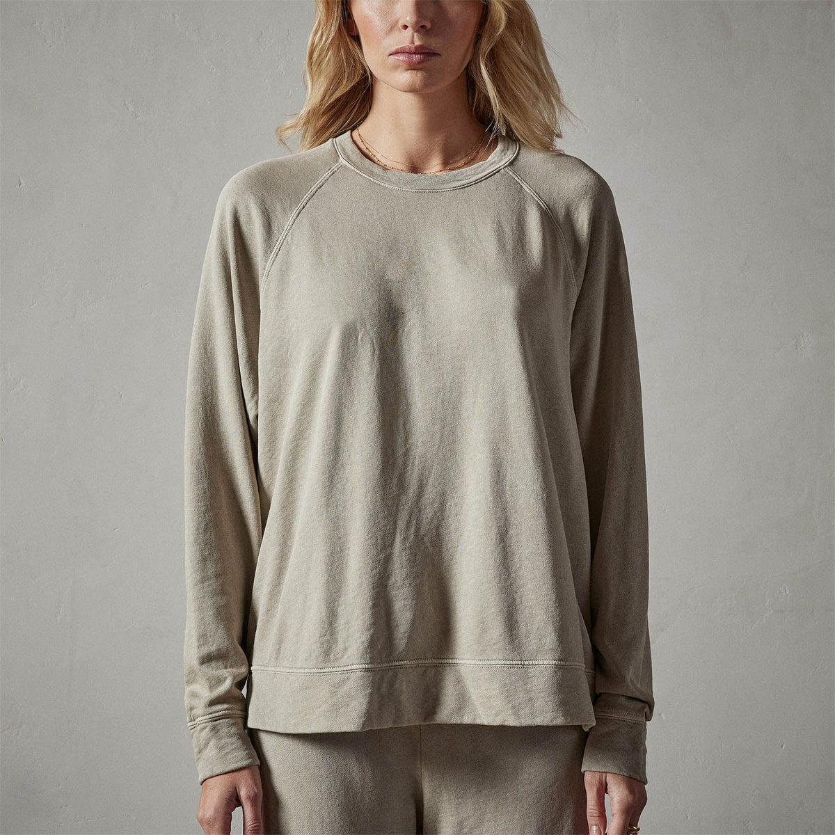 Vintage French Terry Relaxed Sweatshirt in String Pigment | James Perse Los Angeles