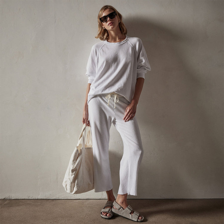 Vintage French Terry Relaxed Sweatshirt in White | James Perse Los Angeles