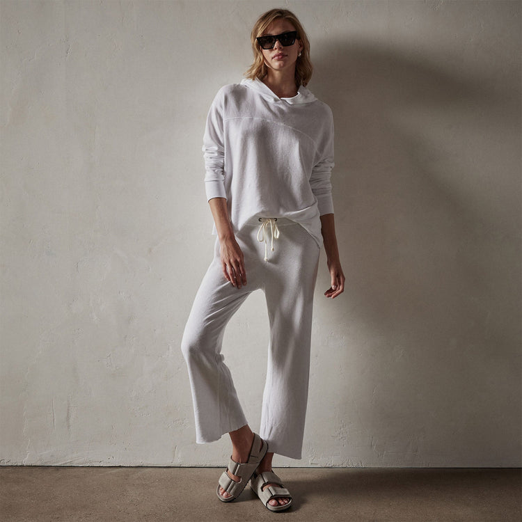 Hooded Sweat Top in White | James Perse Los Angeles