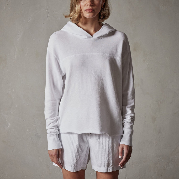 Hooded Sweat Top in White | James Perse Los Angeles