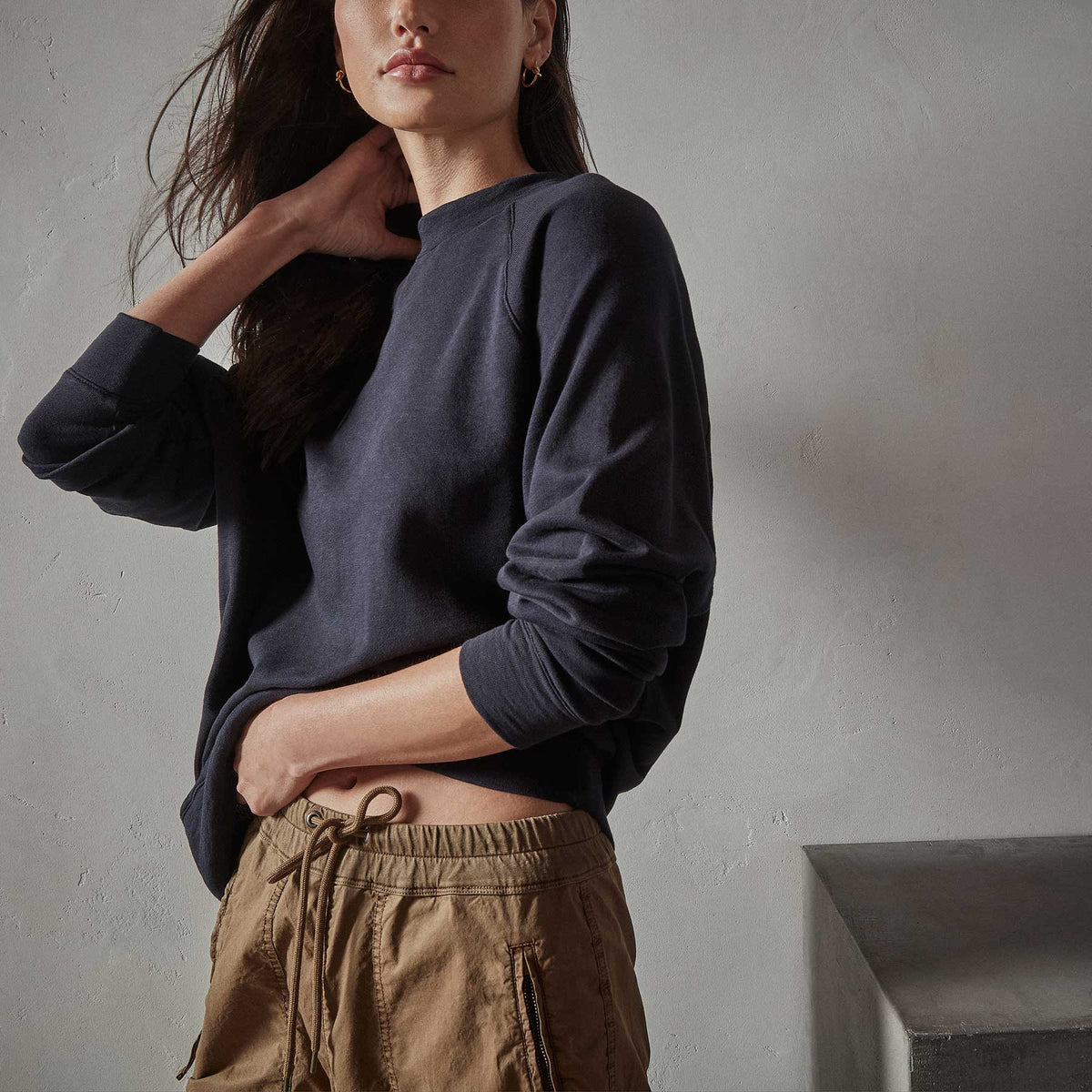 Crewneck Sweat Shirt in French Navy | James Perse Los Angeles