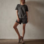 Short Sleeve Sweat Top in Carbon Pigment | James Perse Los Angeles
