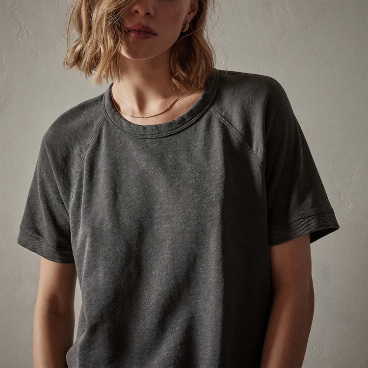 Short Sleeve Sweat Top in Carbon Pigment | James Perse Los Angeles