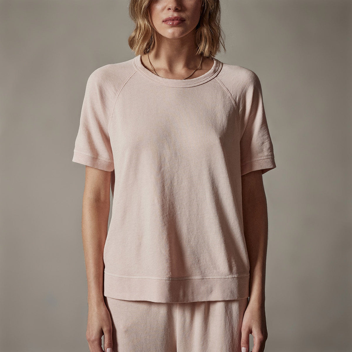 Short Sleeve Sweat Top in Nougat Pigment | James Perse Los Angeles
