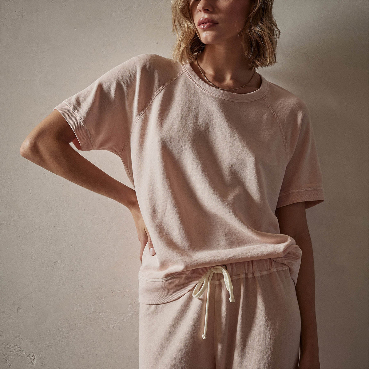 Short Sleeve Sweat Top in Nougat Pigment | James Perse Los Angeles