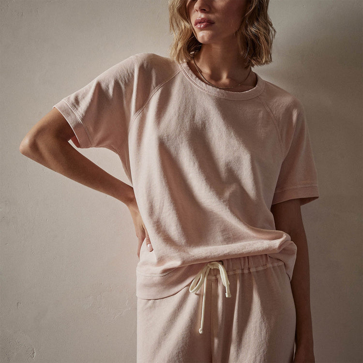 Short Sleeve Sweat Top in Nougat Pigment | James Perse Los Angeles