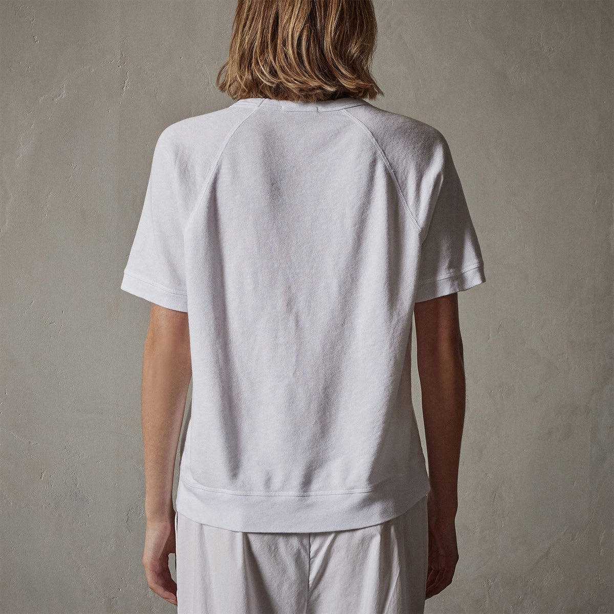 Short Sleeve Sweat Top in White | James Perse Los Angeles