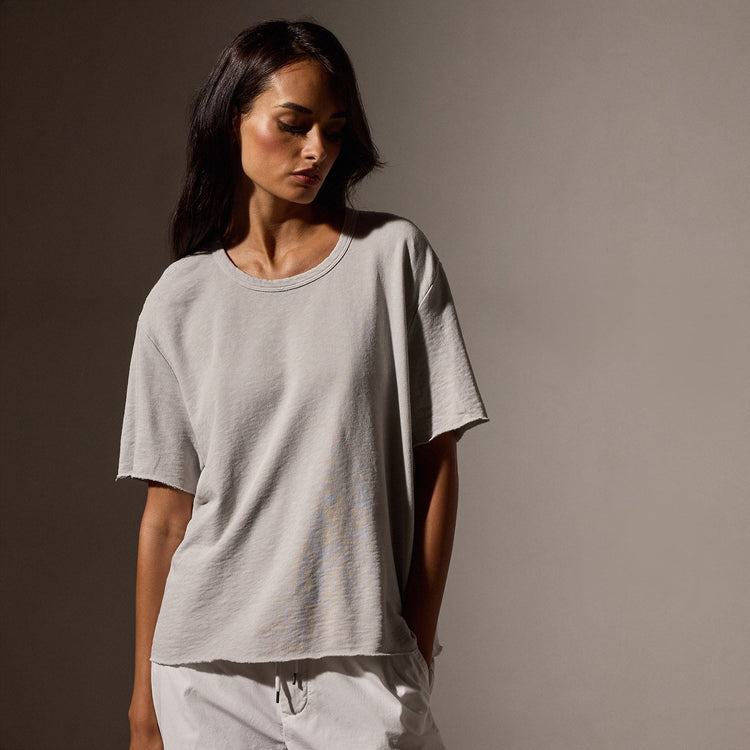 French Terry  Boxy Short Sleeve Tee in Salt Pigment | James Perse Los Angeles