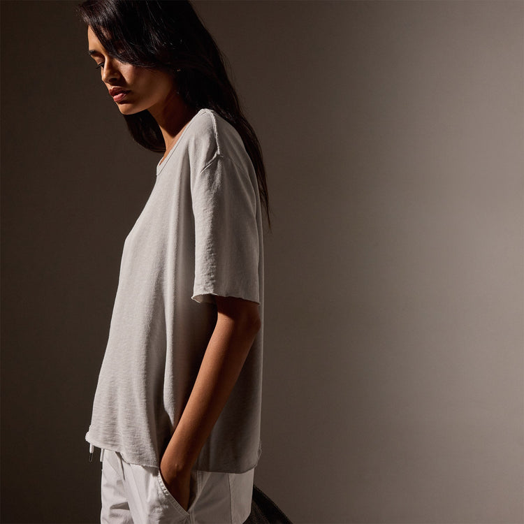 French Terry  Boxy Short Sleeve Tee in Salt Pigment | James Perse Los Angeles