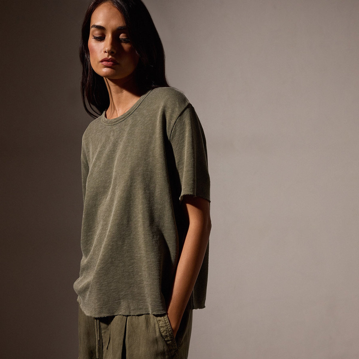 French Terry  Boxy Short Sleeve Tee in Trooper Pigment | James Perse Los Angeles