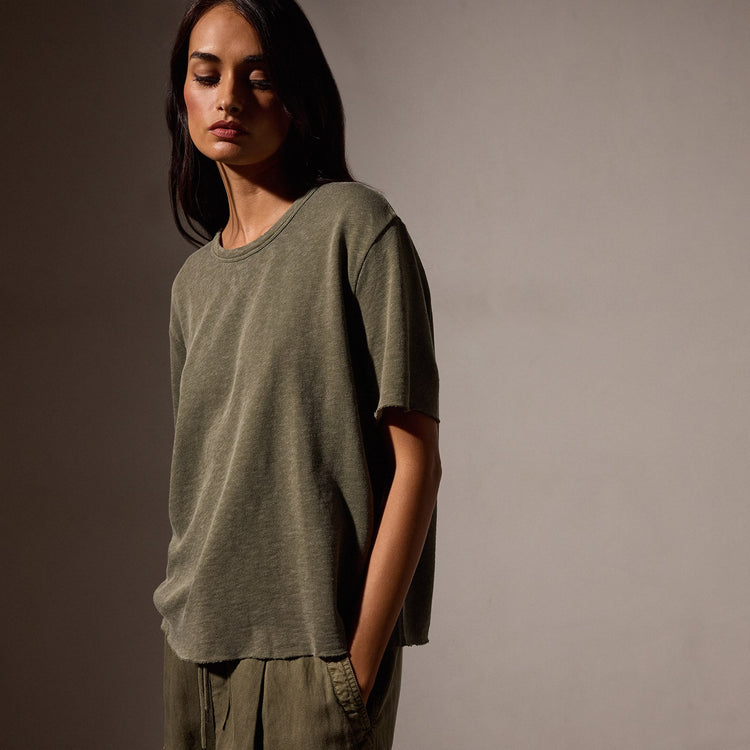 French Terry  Boxy Short Sleeve Tee in Trooper Pigment | James Perse Los Angeles