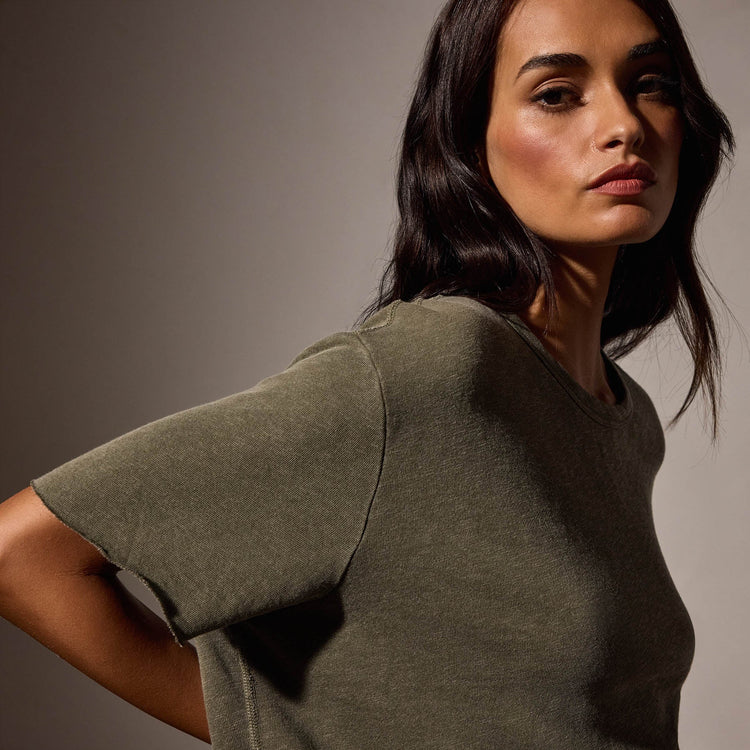 French Terry  Boxy Short Sleeve Tee in Trooper Pigment | James Perse Los Angeles