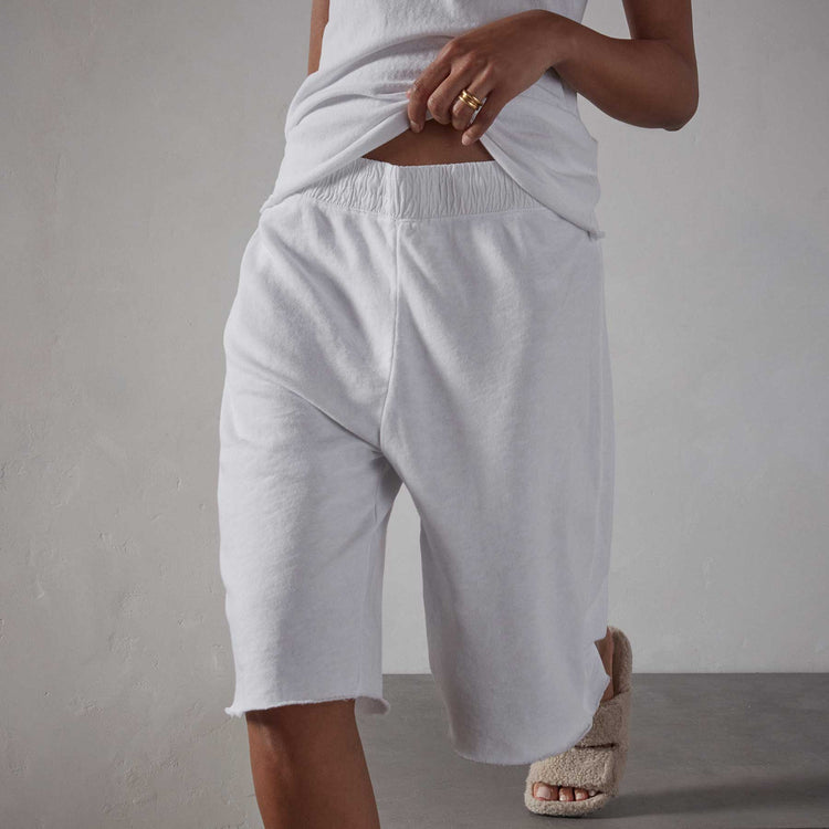 French Terry Boyfriend Short - White | James Perse Los Angeles