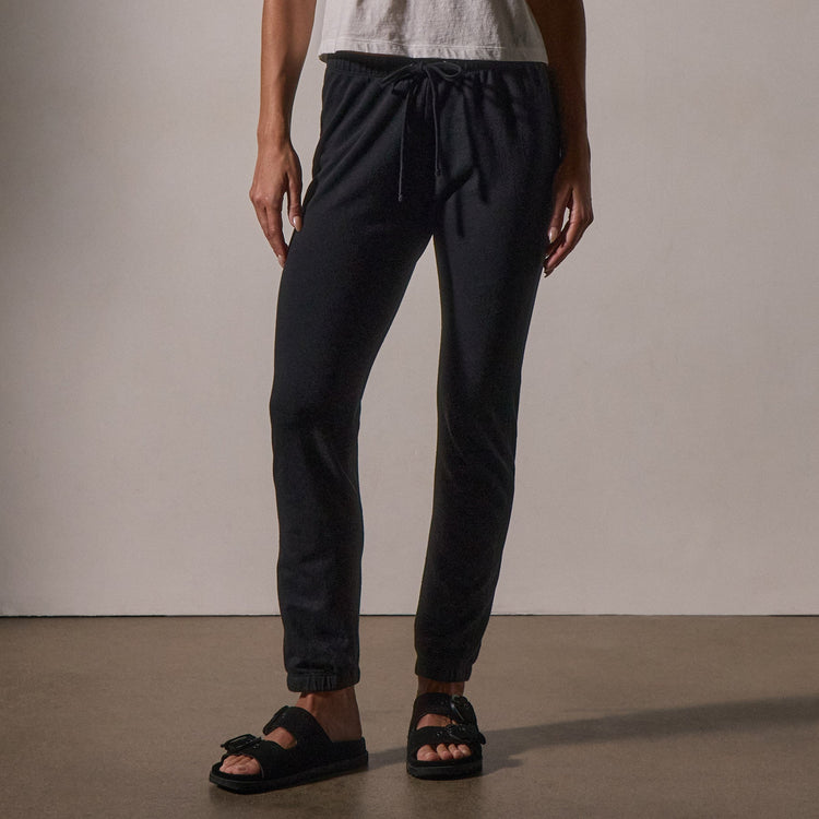 French Terry Sweatpant in Black | James Perse Los Angeles
