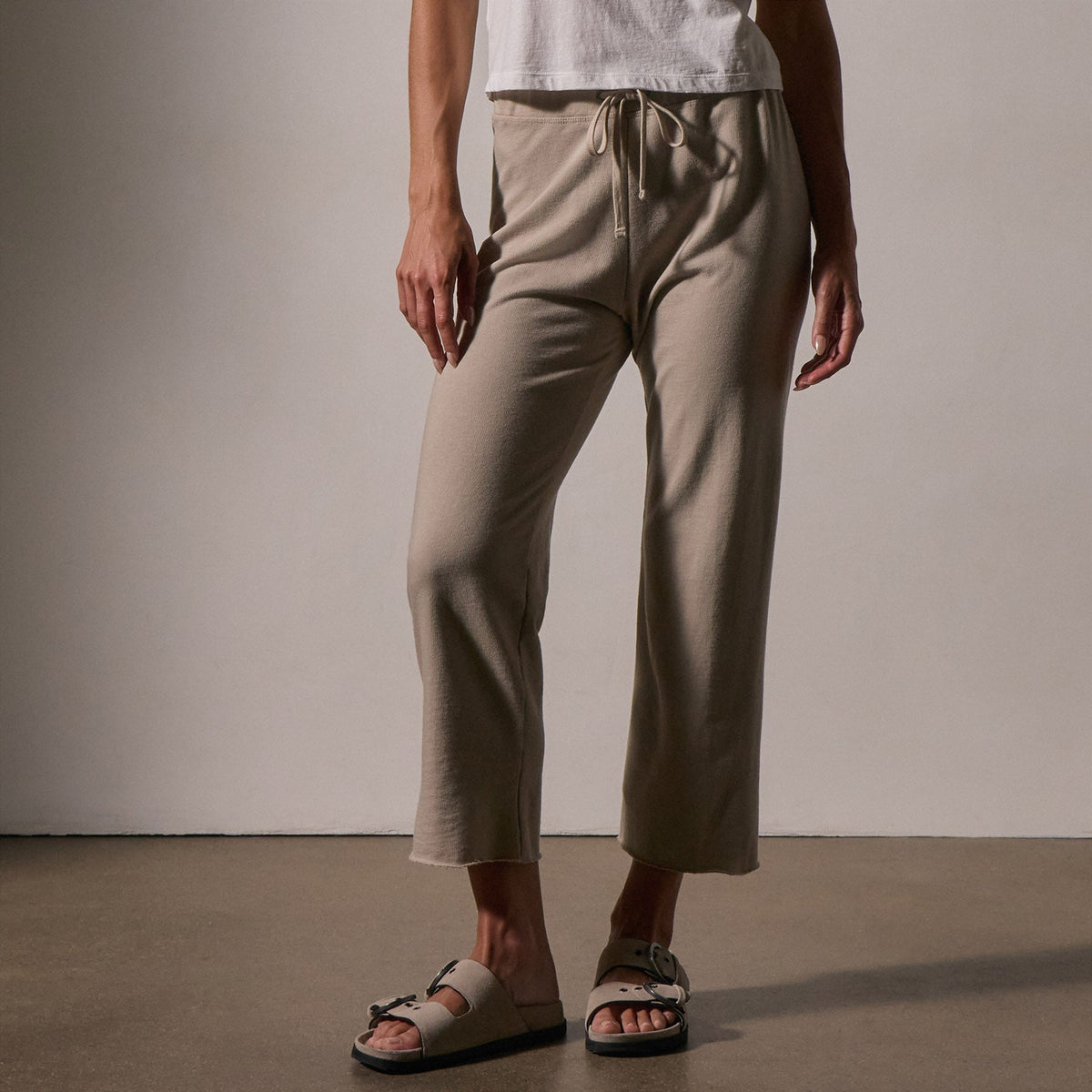 French Terry Cutoff Sweatpant in Toast | James Perse Los Angeles