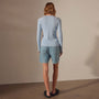 Stretch Linen Ribbed Cardigan in Bleached Blue | James Perse Los Angeles