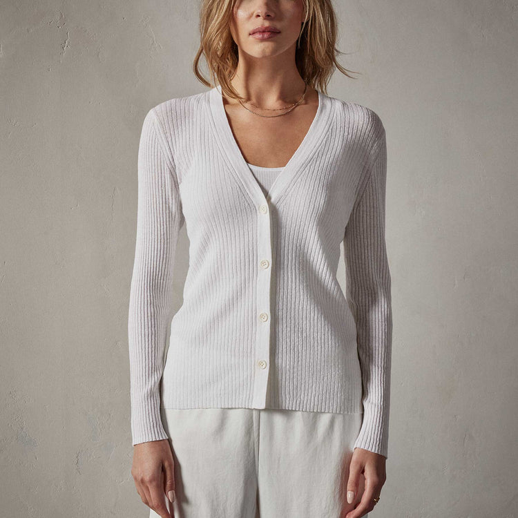 Carmel Cardigan in White | James Perse Los Angeles 