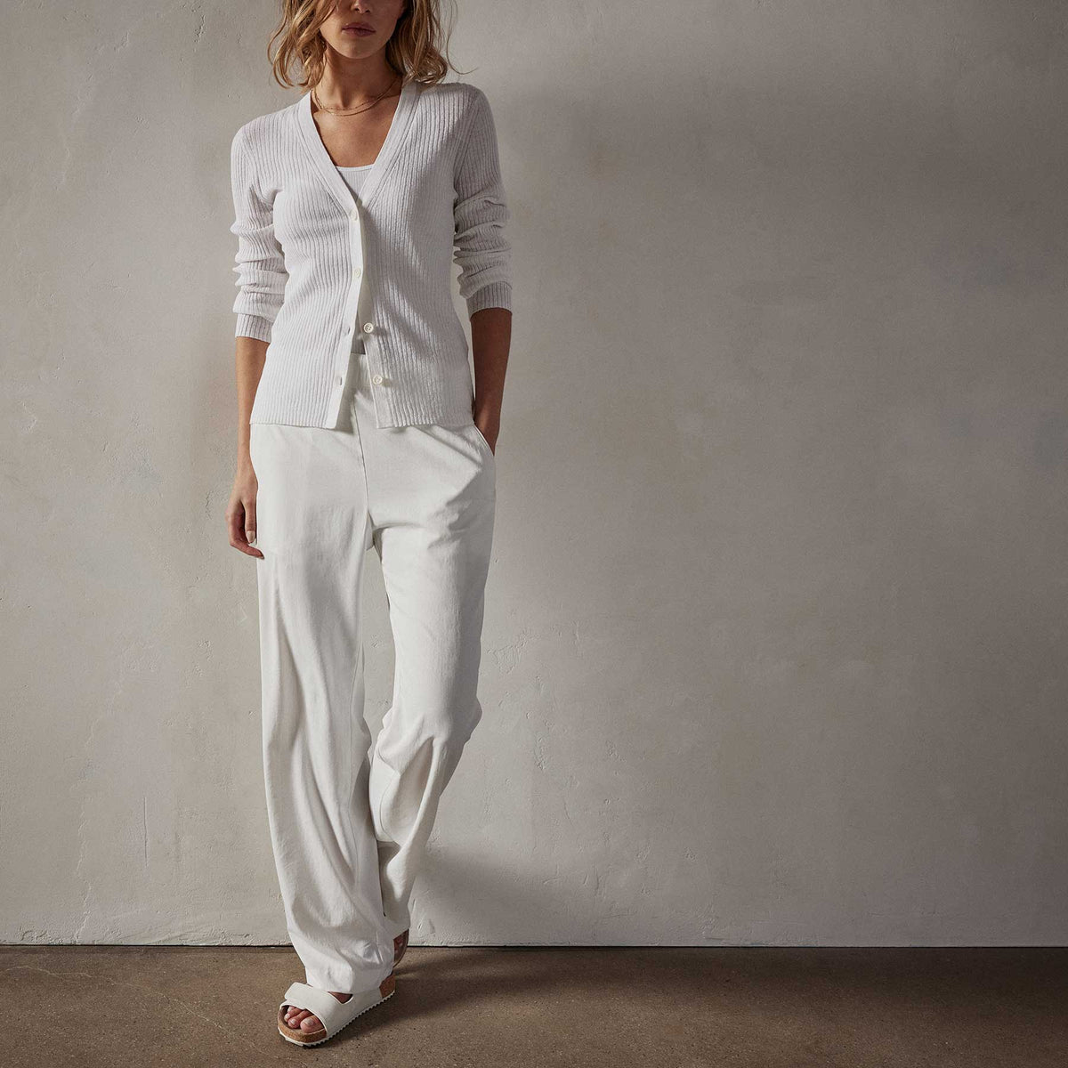 Carmel Cardigan in White | James Perse Los Angeles 