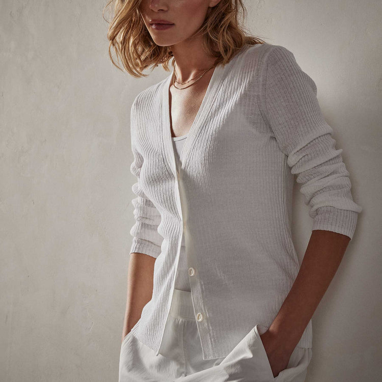 Carmel Cardigan in White | James Perse Los Angeles 