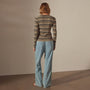 Stretch Linen Ribbed VinNeck in Black Stripe | James Perse Los Angeles