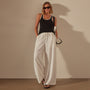 Stretch Linen Ribbed Tank in Black/White | James Perse Los Angeles