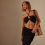 Stretch Linen Halter Top in Black | James Perse Los Angeles