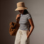 Stretch Linen Ribbed Tee in Canvas/Navy Stripe | James Perse Los Angeles