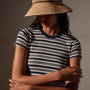 Stretch Linen Ribbed Tee in Canvas/Navy Stripe | James Perse Los Angeles