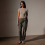 Stretch Linen Ribbed Tee in Mineral | James Perse Los Angeles