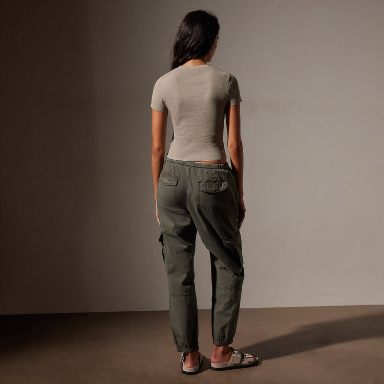 Stretch Linen Ribbed Tee in Mineral | James Perse Los Angeles