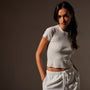 Stretch Linen Ribbed Tee in White | James Perse Los Angeles