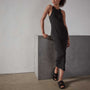 Cut Away Stretch Linen Rib Tank Dress - Black | James Perse Los Angeles