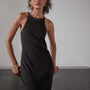 Cut Away Stretch Linen Rib Tank Dress - Black | James Perse Los Angeles