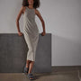 Cut Away Stretch Linen Rib Tank Dress - Mineral | James Perse Los Angeles
