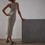 Cut Away Stretch Linen Rib Tank Dress - Mineral | James Perse Los Angeles