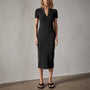 Split Front Knit Dress in Black | James Perse Los Angeles 
