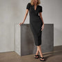 Split Front Knit Dress in Black | James Perse Los Angeles 