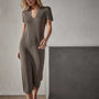 Split Front Knit Dress in River Rock | James Perse Los Angeles 