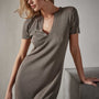 Split Front Knit Dress in River Rock | James Perse Los Angeles 