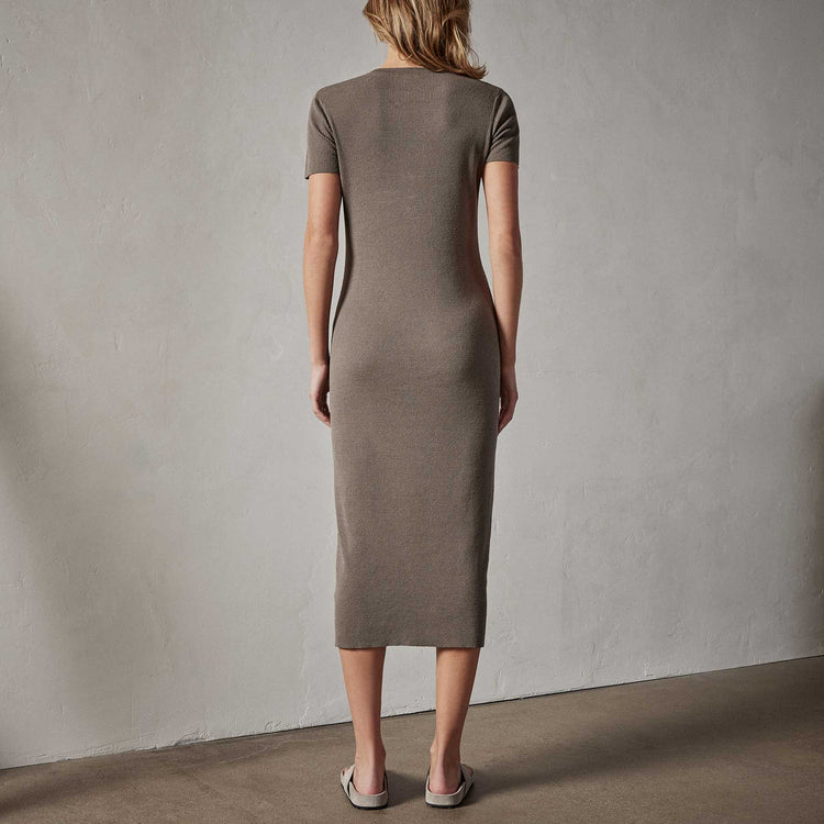 Split Front Knit Dress in River Rock | James Perse Los Angeles 