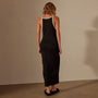 Stretch Linen Ribbed Dress in Black/White | James Perse Los Angeles
