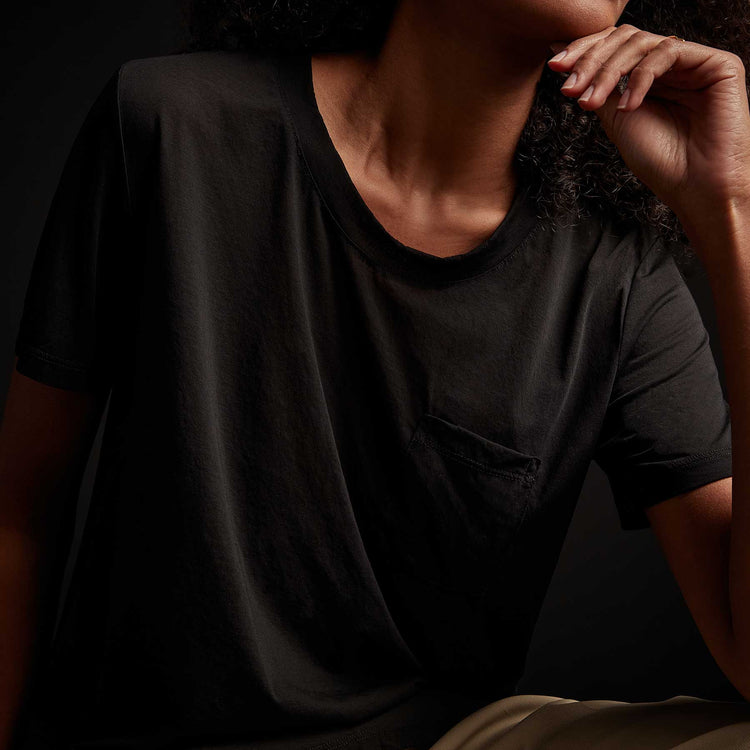 Stretch Jersey Short Sleeve Pocket Tee - Black | James Perse Los Angeles