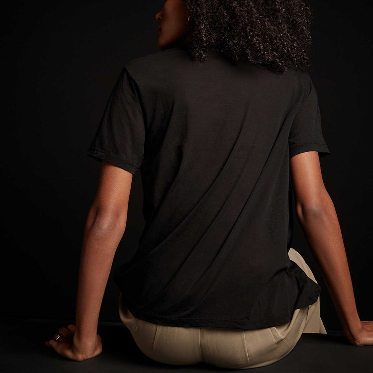 Stretch Jersey Short Sleeve Pocket Tee - Black | James Perse Los Angeles