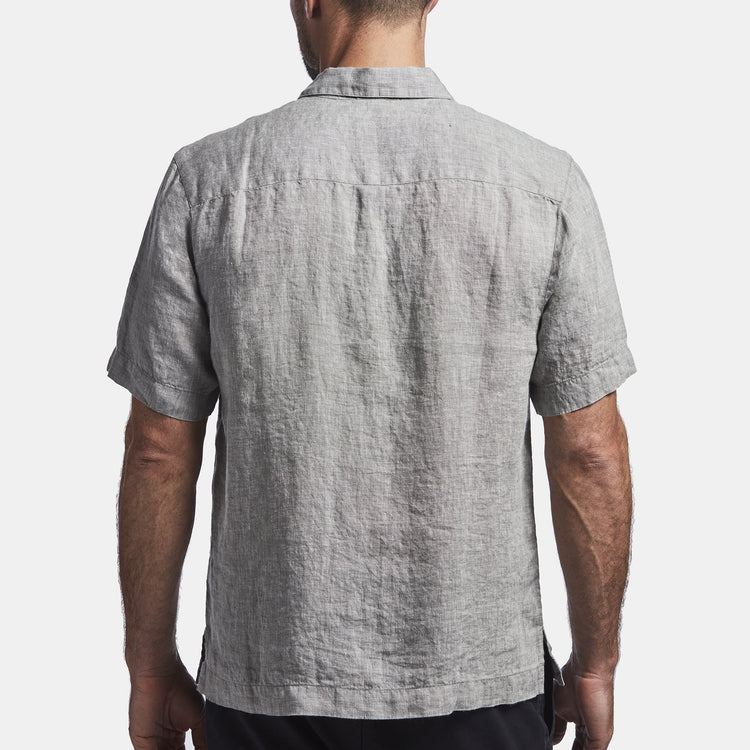 Short Sleeve Linen Shirt In Charcoal | James Perse Los Angeles