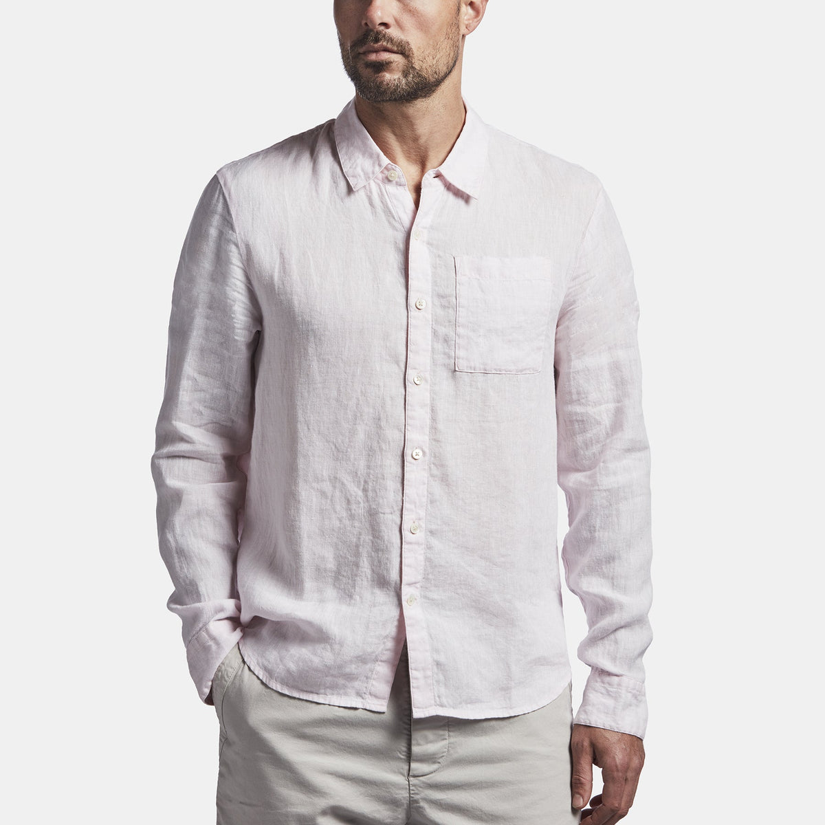 Long Sleeve Linen Pocket Shirt  In Rosie | James Perse Los Angeles