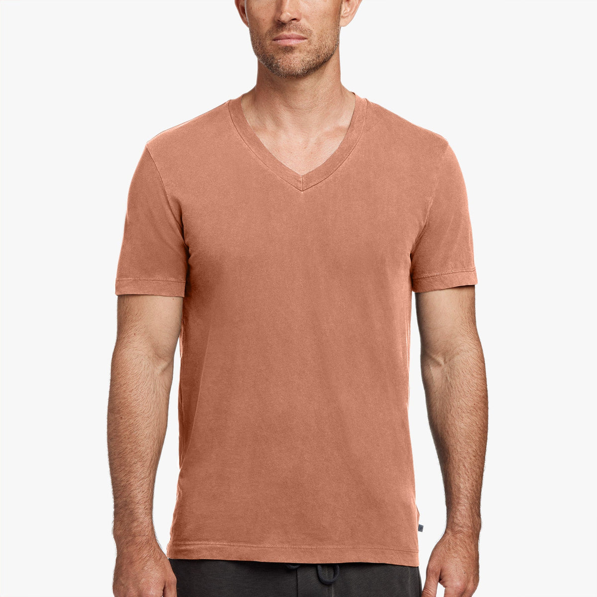 Short Sleeve V Neck in Orange Pigment | James Perse Los Angeles