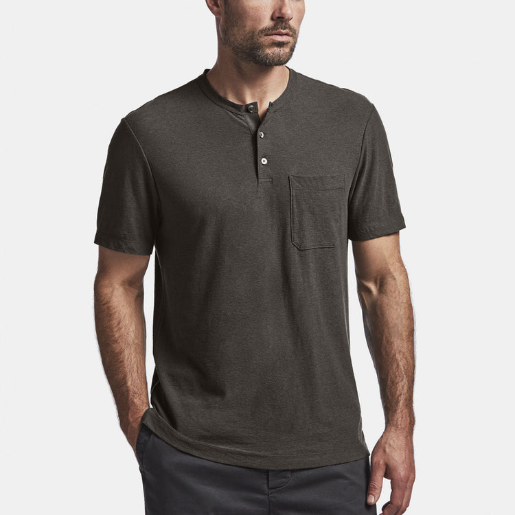 Cotton Linen Jersey Henley  In Magma | James Perse Los Angeles