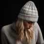 Stripe Cashmere Beanie in Silver Wheat/Mist/Ivory | James Perse Los Angeles